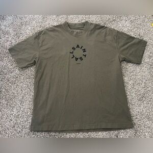 Men’s AllSaints Tierra Oversized Organic Cotton T-Shirt Olive Green Size M